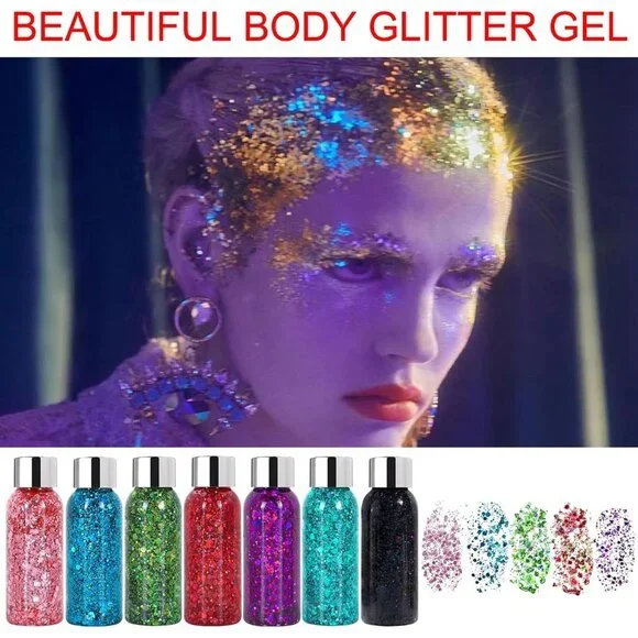 Body Glitter Gel Face and Body Makeup Liquid Long Lasting Black Mermaid Scales - Picture 7 of 7